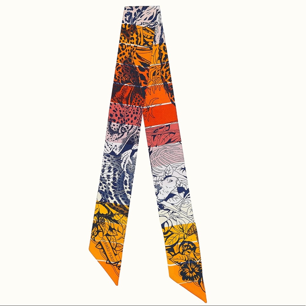 NWT Hermes Jungle Love Rainbow Twilly with Box